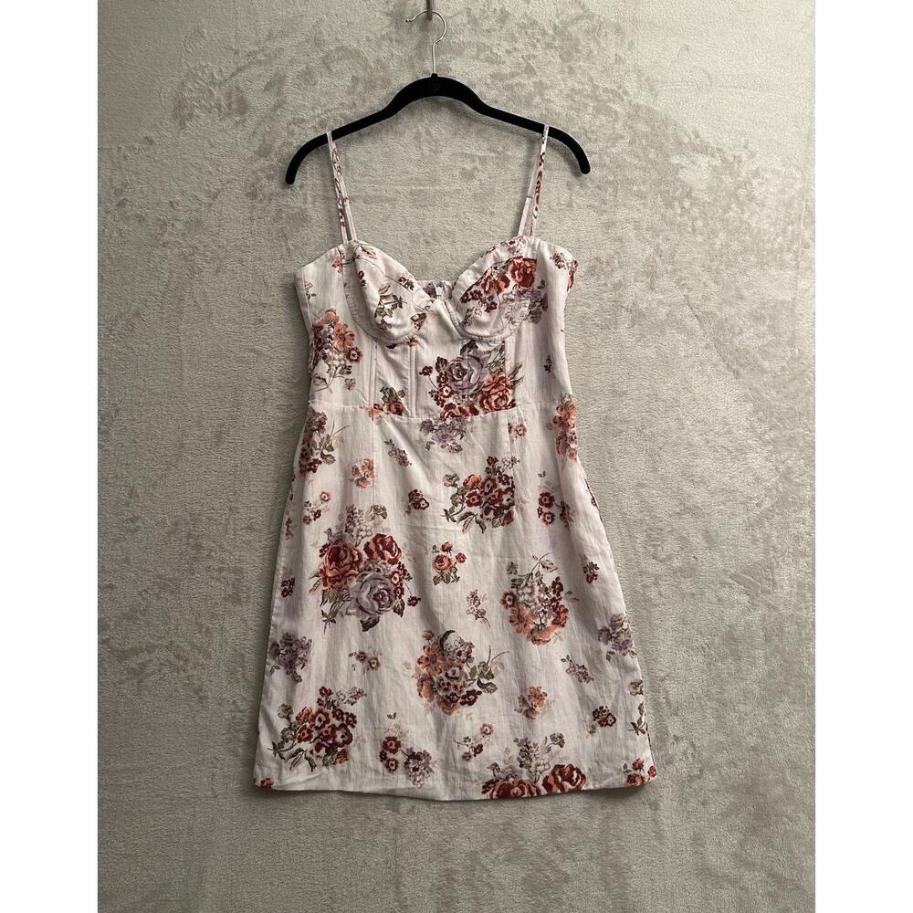 Brock Collection x H&M Powder Pink Corset Dress sz. M Twee Linen Blend Floral